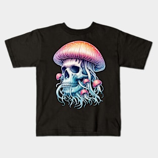 Pastel Goth Mushroom Skull Jellyfish Kids T-Shirt